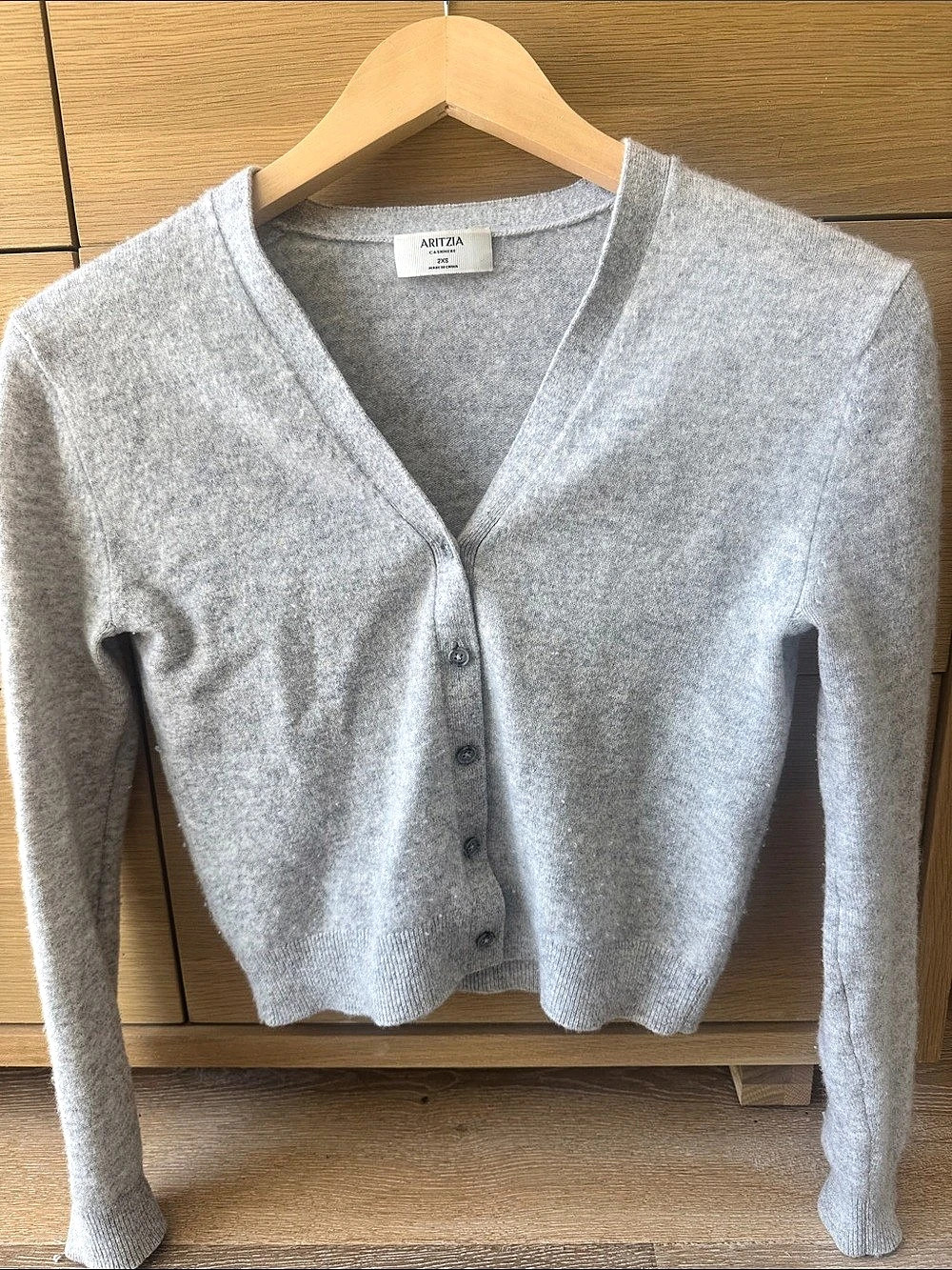 Aritzia Gray Cashmere V Neck Cardigan Size XXS